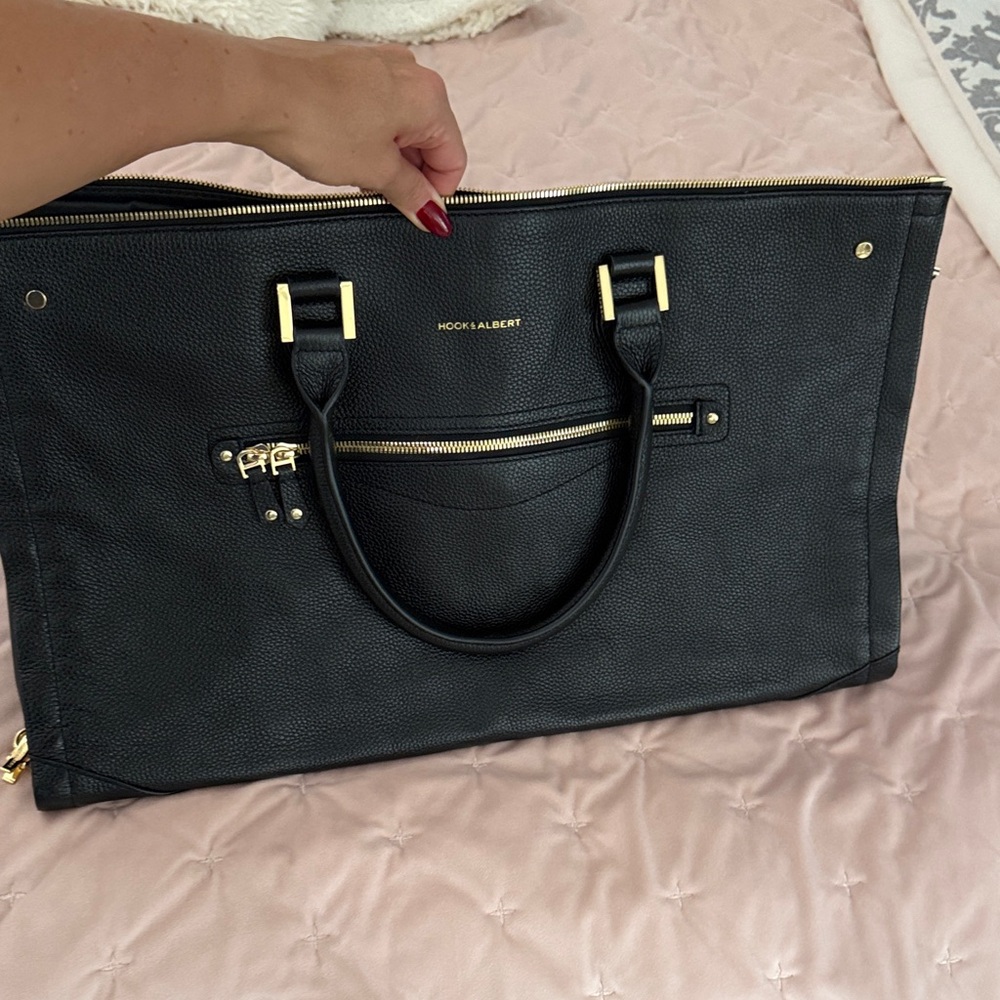 Foldable Black Faux LeatherTote Bag
